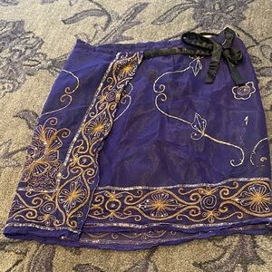 Embroidered Purple & Gold wrap skirt